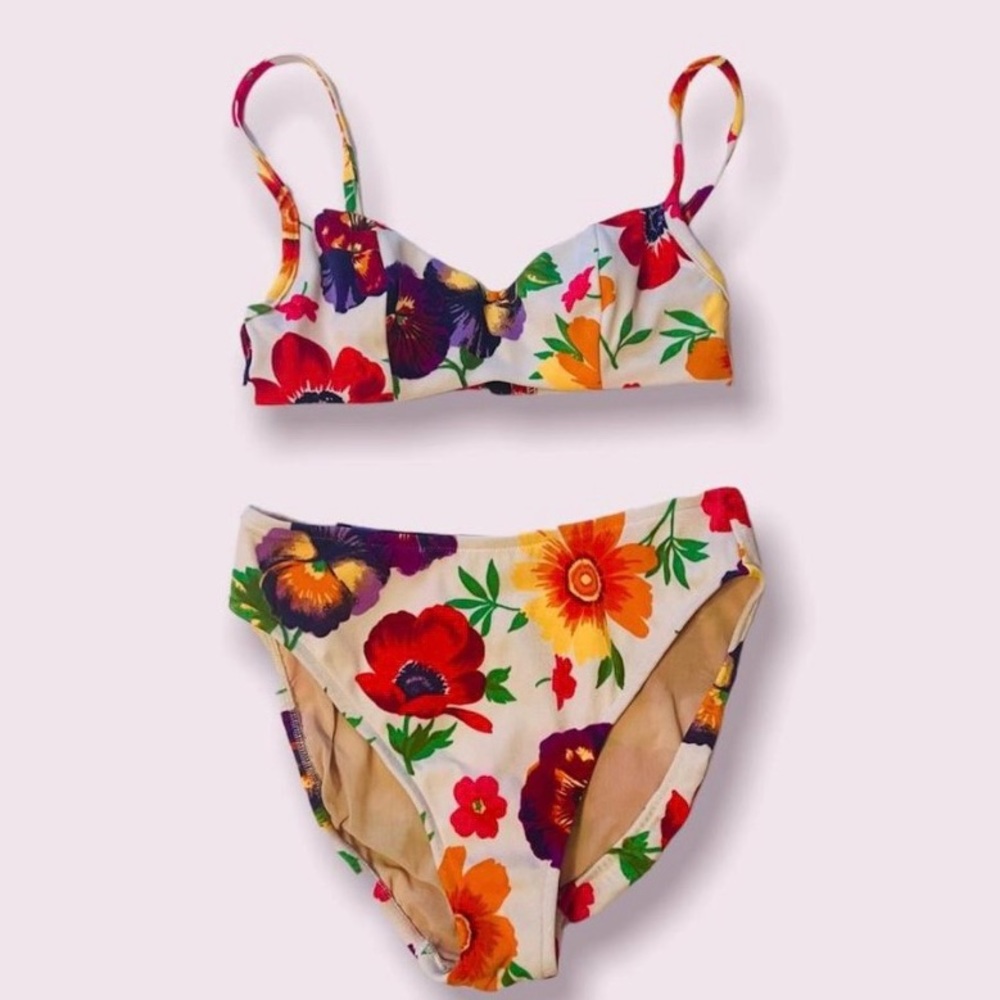 💔SOLD💔90s vintage colorful floral high waisted bikini